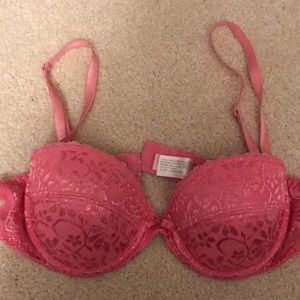 Pink Padded Lace Bra